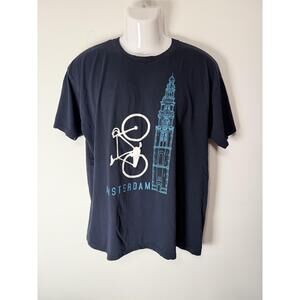 Fox Originals Dark Blue Short Sleeve Graphic Amsterdam Bicycle T Shirt XXL